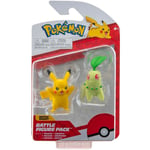 Pokemon Chikorita Pikachu 2in Battle Figure Double Pack #152 & #025 Series 9