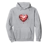 Crystal Geometric Heart Valentines Day Girls Aesthetics Pink Pullover Hoodie