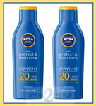 2x Nivea Sun Lotion Protect & Moisture SPF20 - Immediate Protection - 200ml