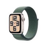 Apple Watch SE (2. Generation) GPS 40 mm Smartwatch mit Aluminiumgehäuse in Polarstern und Sport Loop in Seegrün (One Size). Fitness und Schlaftracker, Unfallerkennung, Retina Display, CO₂ Neutral