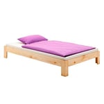 Lit futon THOMAS couchage simple 90 x 190 cm 1 place / 1 personne, en pin massif vernis naturel