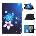 LMFULM® Case for Amazon Kindle Fire HD 8 2016/2017/ 2018 (8.0 Inch) PU Magnetic Leather Case Protective Shell Holster with Sleep/Wake Stand Case Flip Cover Blue Flower