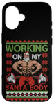 Coque pour iPhone 16 Ugly Christmas Gym "Working on my Santa Body"