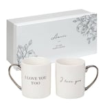 Amore Collection Mug Set Pair - I Love You.. Too  Wedding Anniversary Gift