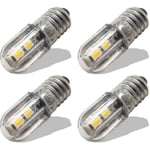 E10 LED-lampa 220v 230v AC energibesparande LED-indikatorlampa 8mm skruvbas 3030 4smd LED-chipset uppgraderingslampa, varmvit (4-pack) --(WR)