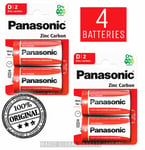 GENUINE 4 X PANASONIC ZINC D SIZE CARBON BATTERIES R20 1.5V EXPIRY MN1300 LR20