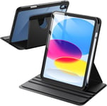 Coque Rotative Pour Ipad 10 (10,9 Pouces, Mod¿¿Le 2022, 10? G¿¿N¿¿Ration) Avec Porte Pencil, ¿¿Tui Housse De Protection Rotation ¿¿ 360 Degr¿¿S Support, Dos Transparent (Noir)