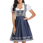 Ny Dam Dirndl Traditionell Tysk Kvinnodräkt Öl Flicka Klänning Blus Förkläde Blå H Blå XXL