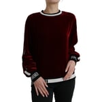 DOLCE & GABBANA Sweater Pullover Bordeaux Velvet Roundneck IT48/US14/XXL 1500usd