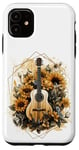 Coque pour iPhone 11 Guitare acoustique Tournesol Musique Femmes Graphic