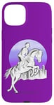 Coque pour iPhone 15 Plus Graphique blanc et violet amoureux des chevaux pour femmes et filles