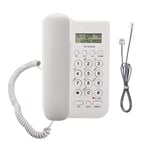 Ymiko Corded Telephone Landline Telephone Desktop Wired Phone for Home Office (White)