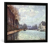 Kunst für Alle 'Image encadrée de Alfred Sisley Vue du Canal Saint-Martin, Paris, d'art dans Le Cadre de Haute qualité Photos Fait Main, 60 x 40 cm, Noir Mat