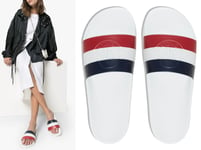 Moncler Jeanne Striped Rubber Logo Stamped Slides Sandals Shoes New 37