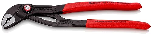 Knipex Cobra® QuickSet Pince multiprise de pointe grise atramentisée, gainées en plastique antidérapant 250 mm (carte LS/blister) 87 21 250 SB