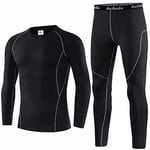 Acfoda Ski Thermiques sous-Vêtement Homme Hiver Thermique Ensemble sous-Vetement Respirant Fonctionnel Thermal Underwear Chaud Base Layer Manches Longue Pantalon Gris M