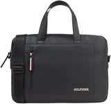 Tommy Hilfiger Men Laptop Carrier Pique Slim Computer Bag with Zip, Black (Black), One Size