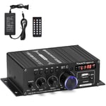 Mini amplificateur de puissance audio 400W + 400W,amplificateur de haut-parleur récepteur Bluetooth 5.0 2.0 CH avec alimentation 12V 5A,lecteur de musique de garage de voiture