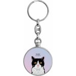 Toff London Black and White Cat Head Keyring TLK-13-VAR