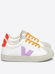 Veja Girls Junior Small Esplar Laces Trainers - White/orange, White/Orange, Size 4 Older