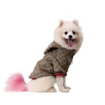 HQREA Sweat à Capuche de Luxe pour Chien - Veste d'hiver pour Chien - Vêtements Classiques pour Animaux de Compagnie - Manteau pour Bouledogue français - Vêtements pour Chiot - Marron - Taille XXL