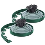 VOUNOT Bordure de Jardin en Plastique 20 mètres avec 60 Piquets d'ancrage Bordurette de Pelouse Bordure de Gazon Flexible Idée de Jardin Hauteur 50mm Epaisseur 4mm Vert Bordé de Vert Clair