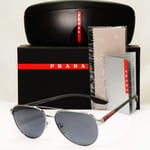 Prada Sunglasses Polarized Gunmetal Grey Metal Pilot PS54TS SPS 54T 5AV-5Z1 [a]