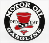 EDICOLA B24RD6 Accessoires - Metal Round Plate - Red Hat Gasoline - Blanc Black