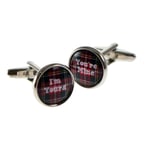 I'm Yours You're Mine Tartan Round Cufflinks Presented in a Personalised Box