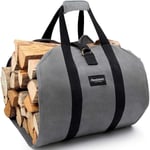 Grande Capacité Toile Sac à Bûche 99x45.7cm Cheminée Sac de Rangement pour le Bois Imperméable Extérieur Intérieur Transporteur de Bois avec Poignées Sangles Porte-bûches en Bois Ciré