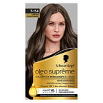 Schwarzkopf – Oleo Suprême – Coloration Permanente à l’Huile – Couleur et Eclat Longue Durée – sans Ammoniaque – Couvre 100% des Cheveux Blancs – HaptIQ Système – Châtain Clair Cendré 5-54