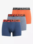 Superdry Stretch Cotton Boxers, Pack of 3, Indigo/Orange/Navy