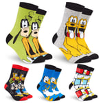 Disney Mens Socks, 5 Pack Novelty Socks, Pluto Donald Goofy Disney Gifts