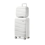 Kono Set de 2 Valise Cabine Rigide Valises de Voyage 56cm à 4 roulettes + Serrure TSA & Portable Vanity Case