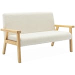 Banquette canapé enfant en bois et tissu bouclette. Isak. l 84 x p 43.5 x h 50cm