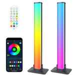 Auplf LED Light Bar,2PCS Smart RGB Light Bar Gaming Lights TV Backlights Color Changing Mood Light Sync with Music for PC,TV, Room Decoration,USB Port,with Remote Control and App Control