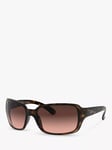 Ray-Ban RB4068 Rectangular Tortoise Shell Sunglasses, Havana/Pink