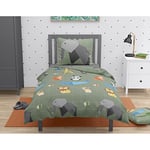 Home Linge Passion Parure de Couette Enfant 100% Coton 140x200 cm Vert ORIGATOON