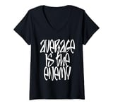 Womens Average Is The Enemy Training Workout Running Fitness Gym V-Neck T-Shirt