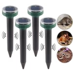 Lot de 4 répulsifs solaires anti-taupes à énergie solaire à ultrasons pour animaux de jardin, pelouse, jardin, débarrassez-vous des taupes campagnols