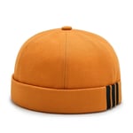 (One SizeStripe Yellow)Miehet Naiset Retro Dome Melon Brimless Pipo Unisex Skullcap Sailor Puuvilla Mekaanikko Trendikäs väri Elastiset paneelit Docker Hat