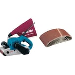 Makita 9403J Ponceuse À Bande 1200 W 100 x 610 mm & Silverline 363320 5 bandes abrasives 100 x 610 mm Grain 80