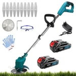 Coupe-bordures sans fil, sécateur de jardin sans fil 30 mm, batterie 2 x 3,0 A et chargeur compatible avec chargeur Makita