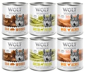 10 % rabatt! Wolf of Wilderness mixpack - 6 x 800 g (konserv) Classic Adult 2x Vildsvin, 2x Kyckling, 2x Lamm