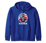 American Sigma Wolf Shirt Sigma Meme Shirts Ironic Meme Zip Hoodie