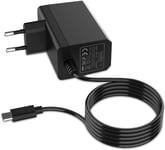 Chargeur Pour Ns Switch/Switch Lite/Switch Oled, Adaptateur Secteur Type-C À Charge Rapide Avec Alimentation Par Câble 6 Pieds 15v 2.6a Mode De Support Tv Et Contrôleur Dock&pro (Noir)