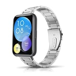 ToVioc Bracelet Compatible avec Huawei Watch Fit 2, Élégant et Gentleman, Bracelet de Rechange Réglable en Acier Inoxydable pour Huawei Watch Fit 2 - Argent