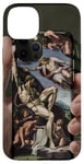 Coque pour iPhone 14 Plus Noir Art Déco Floral Michel-Ange Création Of Adam Sixtine