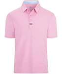 JACKETOWN Polos Homme Fashion à Veste Polos de Sport d'été Masculin T-Shirts Sportifs Hommes à Séchage Rapide Rose L