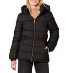 Amazon Essentials Women's Heavyweight Puffer Jacket with Drawstring Waist, Black, L